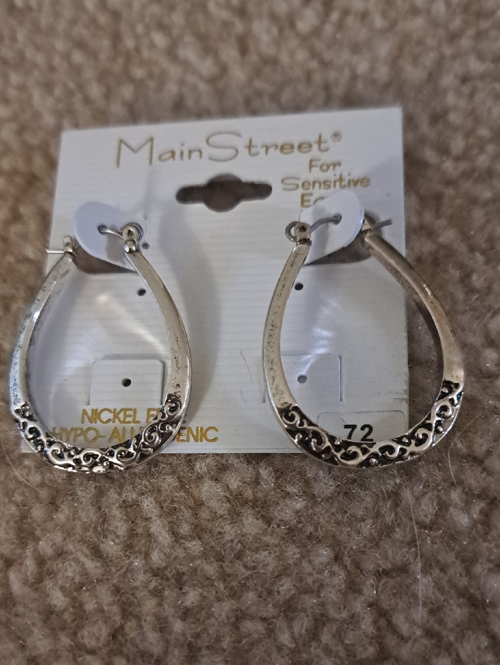 Silver-Tone Floral Hoop Earrings